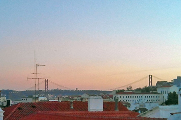 View from the terrace at sunset: 25 April bridge